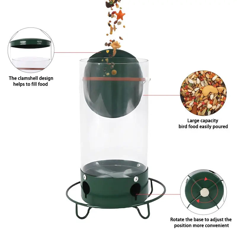 Squirrel-Proof Spinning Bird Feeder, Hanging Weight-Activated Seed Dispenser